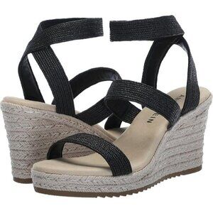 Anne Klein Women's Willa Espadrille Wedge Sandals Black, 7.5 NIB